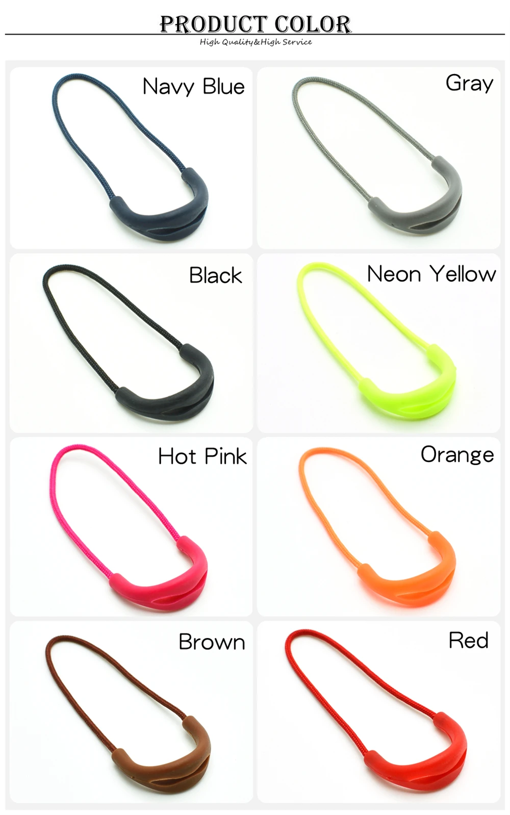 Description Picture 4 of item10 Pcs/Lot Mix Color U Shape Cord Zipper Pull Strap Lariat For Apparel Accessories