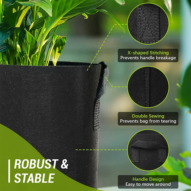 Nagy Teherbírású Edények Levegőztető Táskák Vastag, Nem Szőtt Célú Gyűrűk Növényi Edzéshez Zöldségek És Virágok - Image 3