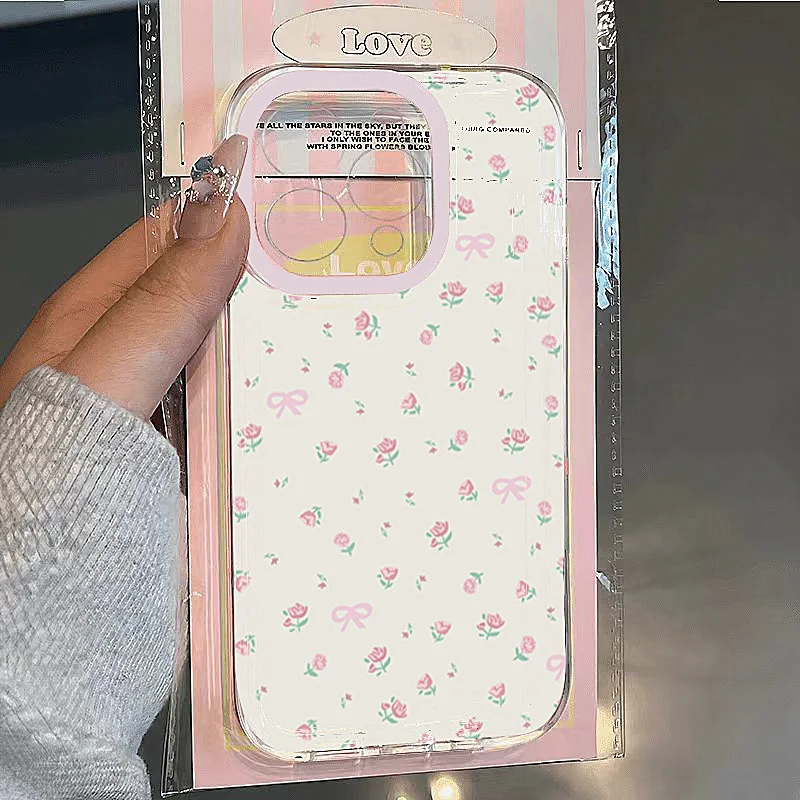 Transparent Pink Little Flowers Soft Phone Case Cover