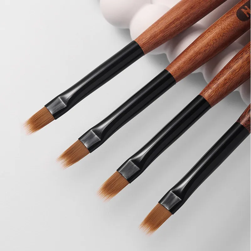 2Pcs Round Wood Handle Nail Ombre Brush Nail Art Painting Pen Brush UV Gel Polish Gradient Color  Acrylic Nail Drawing Pen 3