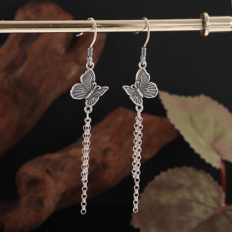 

Exquisite Vintage Butterfly Tassel Pendant Earrings for Ladies Girls Fashion Party Christmas Jewelry Gifts
