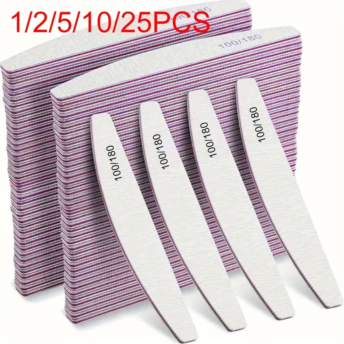 Half Moon 1/2/5/10/25/50Pcs Professional Nail File Lima 100/180 Grit Professional Sandpaper Cuticle Remover Buffer Files Manicur 1