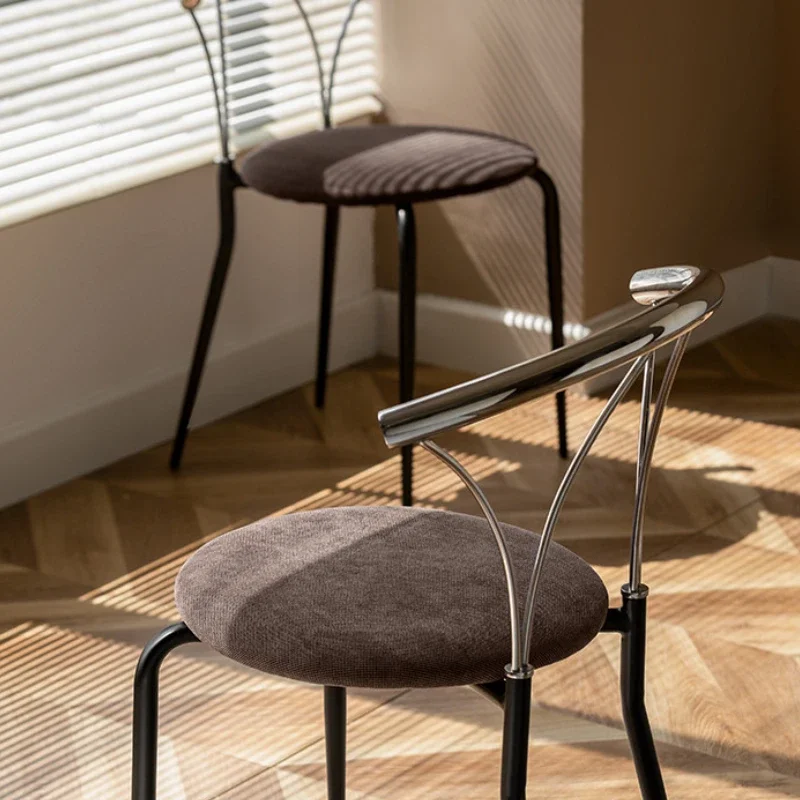 

Light Luxury Retro Stainless Steel Dressing Chair Iron Middle Ancient Simple Dining Chair Armchair Art Dressing Stool