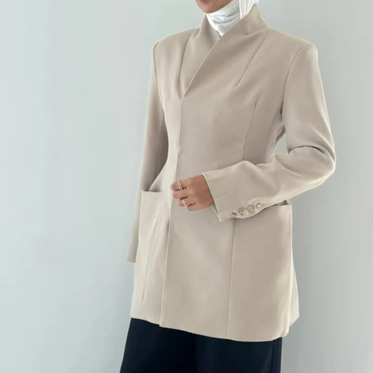 2 Pocket Collarless Blazer (3).jpg