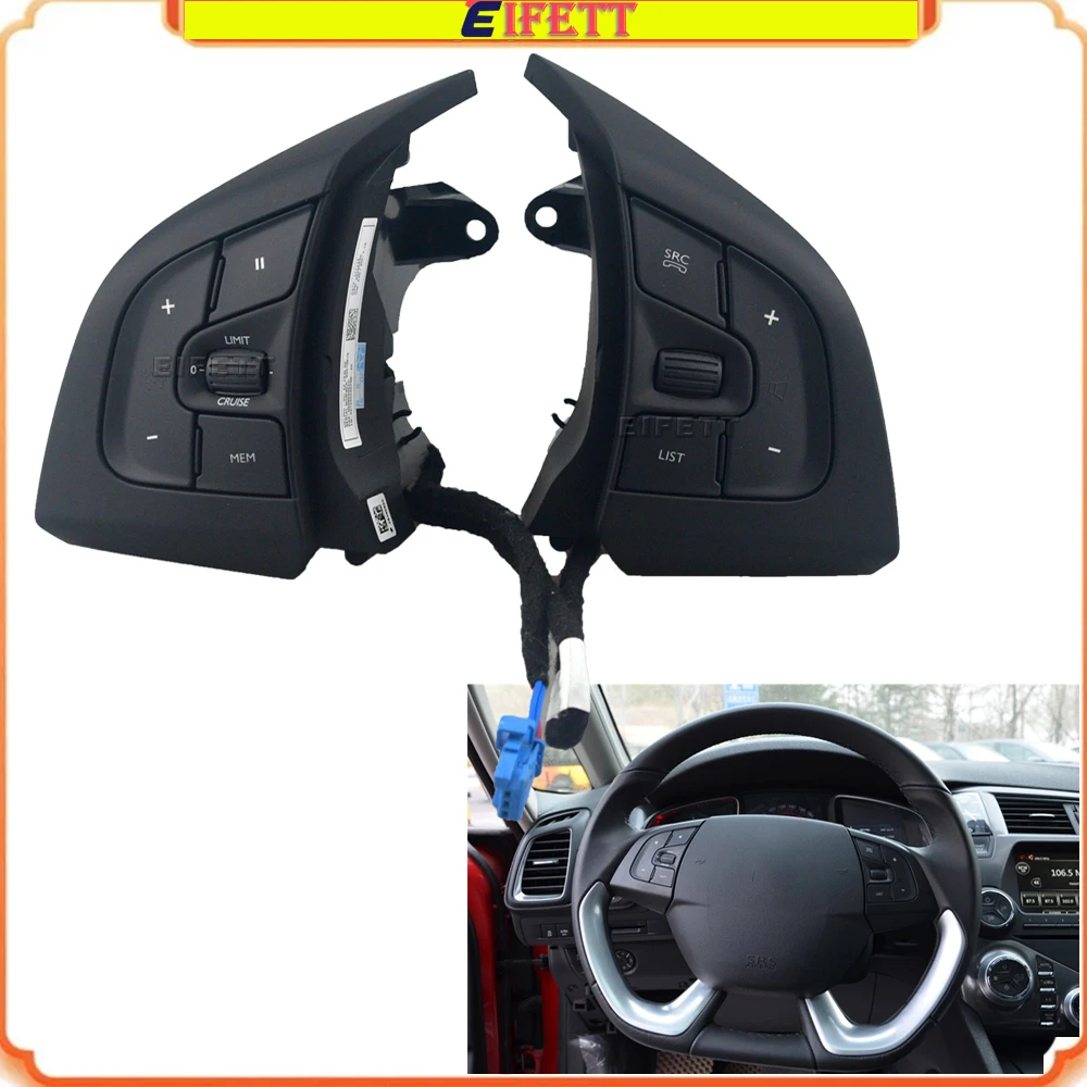 Pulsanti di Controllo Audio e Cruise Control sul Volante per Citroen DS5 DS6 2013 2014 2015 2016 2017 2018 - Image 2