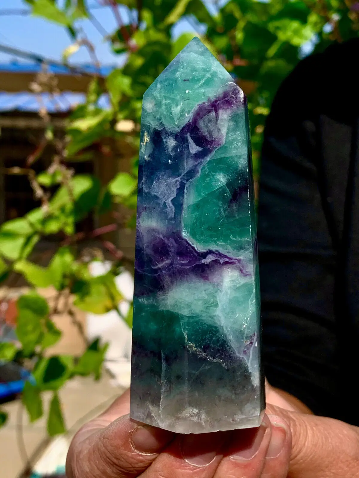 Beautiful large natural color fluorite tower crystal wand Reiki healing 5