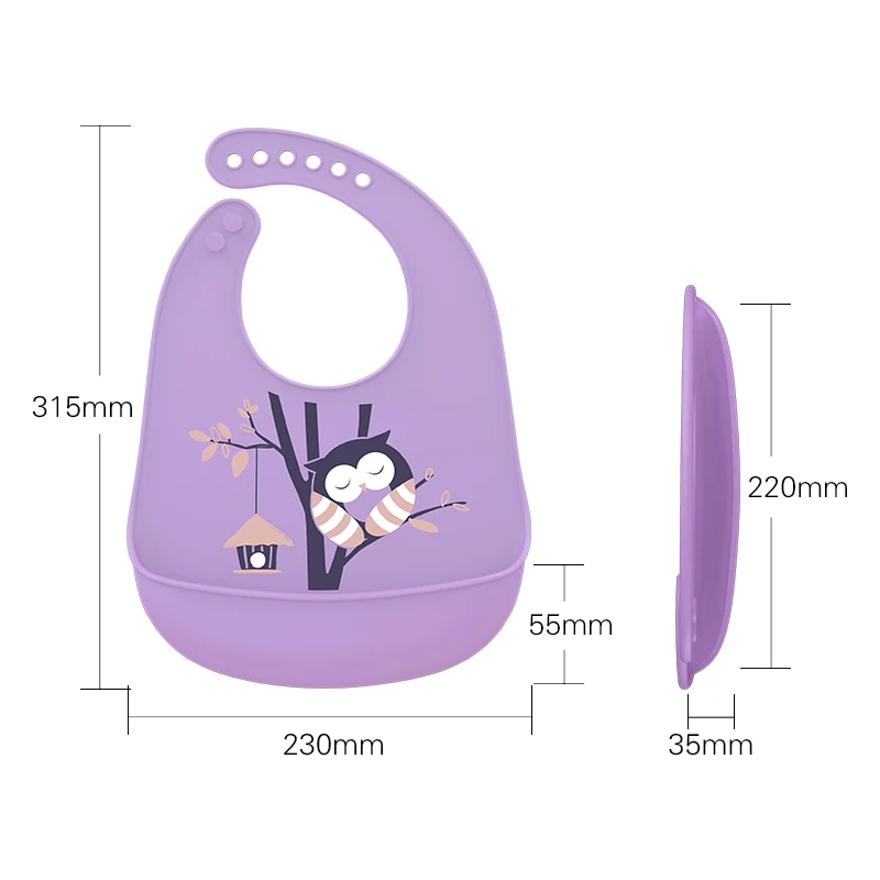 Silicone Bib Silicone Feeding Bib Baby Bib Feeding Bib Newborn Silicone Bib Adjustable Animal Printed Picture Waterproof Girl Boy Lunch Feeding Stuff Children Soft Edible Towel Drops