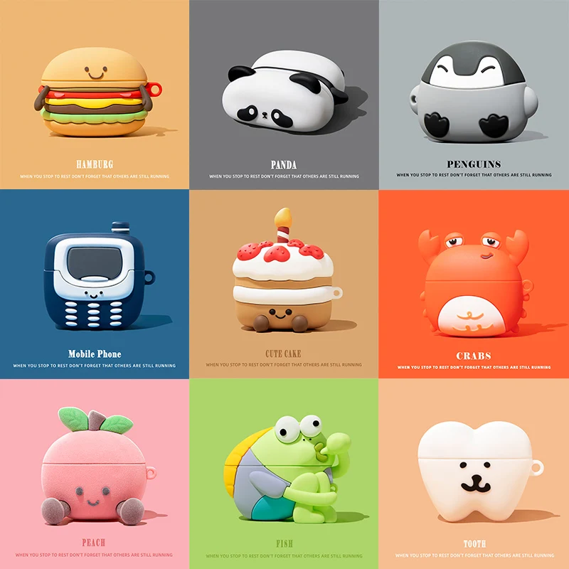 Cartoon Cake Panda Crabs 3D Earphone Case Cover