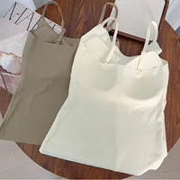 40-70kg Summer Ice Silk Camisole Top with Build-in Bra for Women Back Underwear Fixed Cup One-Piece Slimming Tanks Bra Underwear - Image 5