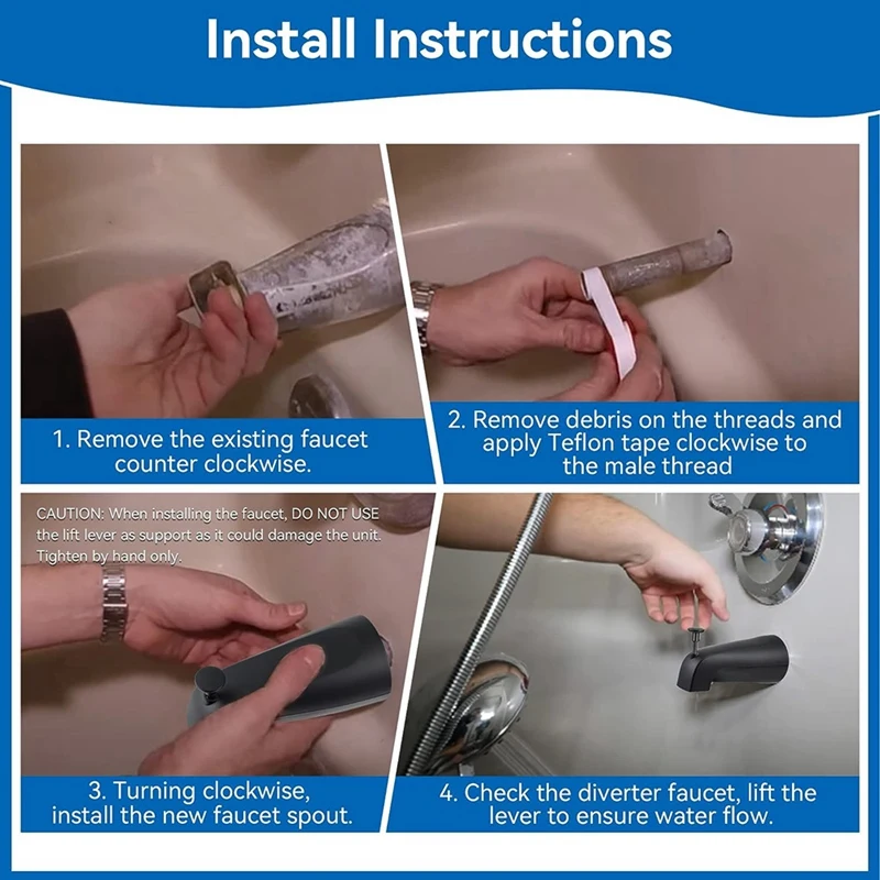 Bathroom Tub Spout For E531D-1F-62, Tub Spout With Shower Diverter 1/2Inch IPS Inside Thread Bathtub Faucet Spout 3