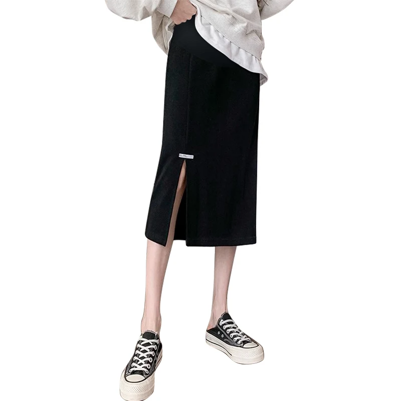 Pregnant Women Skirt Spring and Autumn Casual Pure Cotton Front Split One Step Straight Pencil Slim