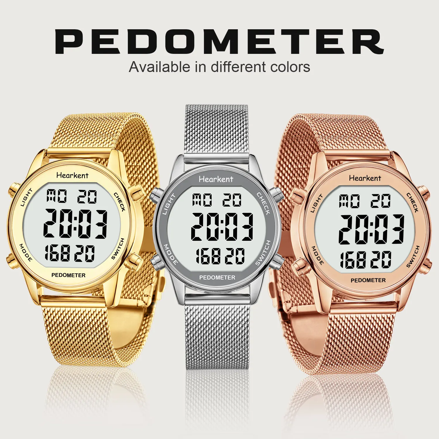 Hearkent Pedometer Watches Sport Step Counter Women's Digital Watches Calories Mile Tracker Waterproof 30M for Walking Running 6