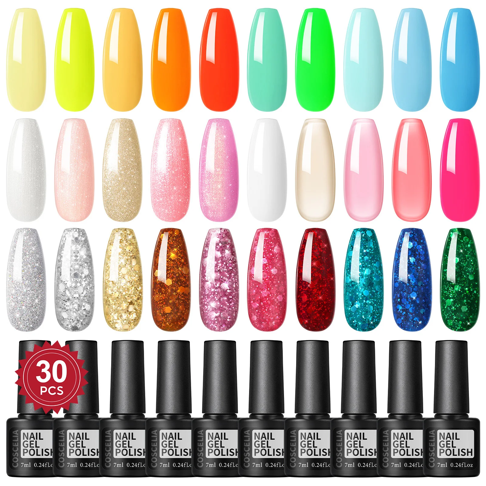 COSCELIA 30/40/80 Colors Gel Nail Polish Set Nail Art Gel Cured U V LED Lamp Manicure Kit Nail Supplies for Nails Beginner 2
