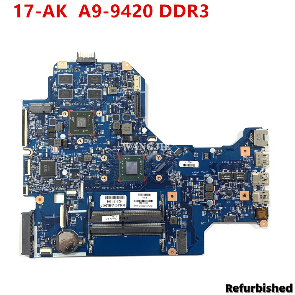 

Восстановленная материнская плата для ноутбука HP 17-AK 926194-001 926194-501 926194-601 W/ A9-9420 CPU 216-0864032 GPU 16892-1 DDR3