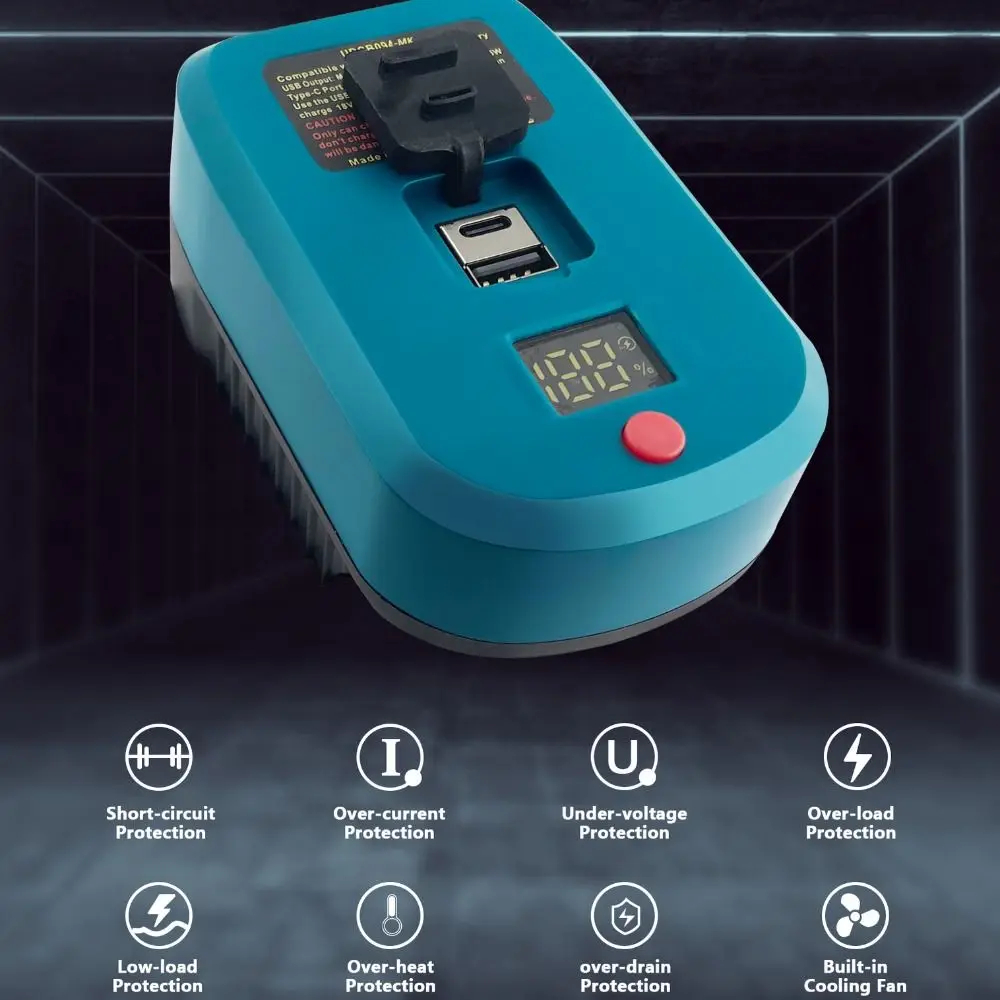 마키타/디월트/밀워키/보쉬용 타입-C 포트 및 USB 포트 QC3.0 고속 충전기 휴대용 65W 배터리 컨버터 어댑터