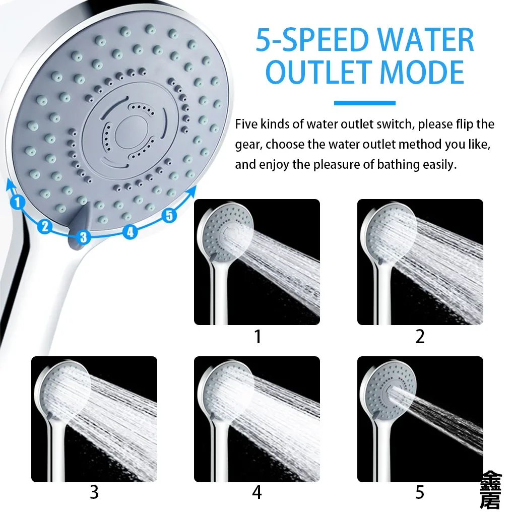 욕실 스프레이 샤워 제트 샤워 헤드 절수형 핸드헬드 조절 가능 5가지 모드 SPA 샤워 목욕 헤드 욕실 액세서리