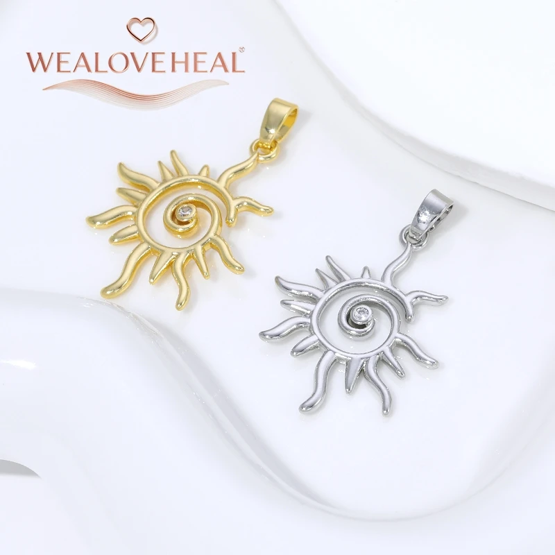 2026 Neue 18K Vergoldete Messing-Sonnenanhänger, Hochwertige Zirkon-Besetzte Sonnen-Charms für DIY Halsketten-Schmuckherstellung – Detail 19