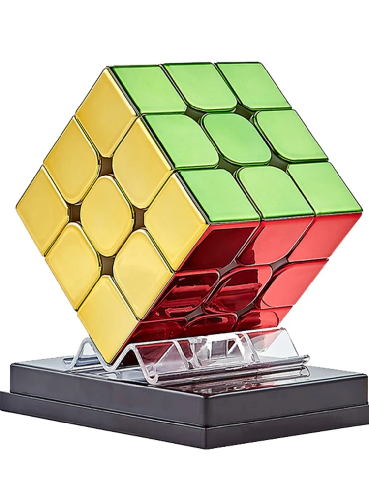 Racing Magnetic Gold Plating Professional Speed Twist Game-Specific Smooth Third-Order Magic Cubes Children's Puzzle pyramid magic cubes smooth and easy to twist racing game specific high order magic cubes triangle magic cubes shaped