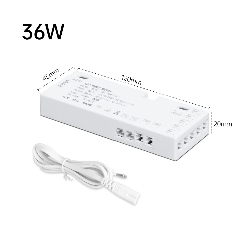 ตัวเลือกสินค้า หม้อแปลงไฟฟ้าควบคุมแสง LED 12V/24V สำหรับตู้เสื้อผ้า