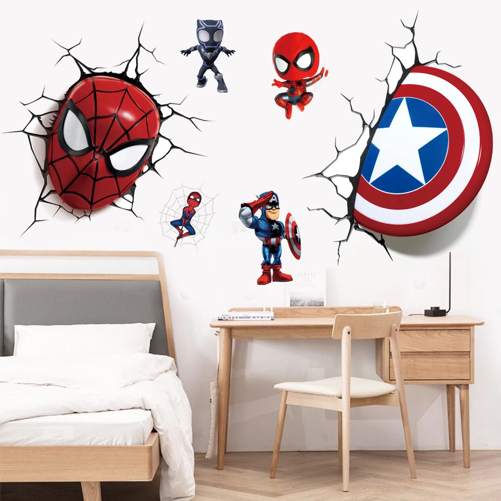 Cartoon Avengers adesivi murali 3D soggiorno camera da letto decorazione  della parete adesivi murali poster di film supereroi per camerette -  AliExpress, image size:1000x1000