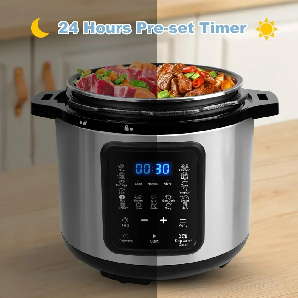 9-in-1 Slow Cooker with 24H Delay Timer, Warmer & Sterilizer, 6 Quart Electric Pressure Cookers 6 Quart Multi-Cooker 4