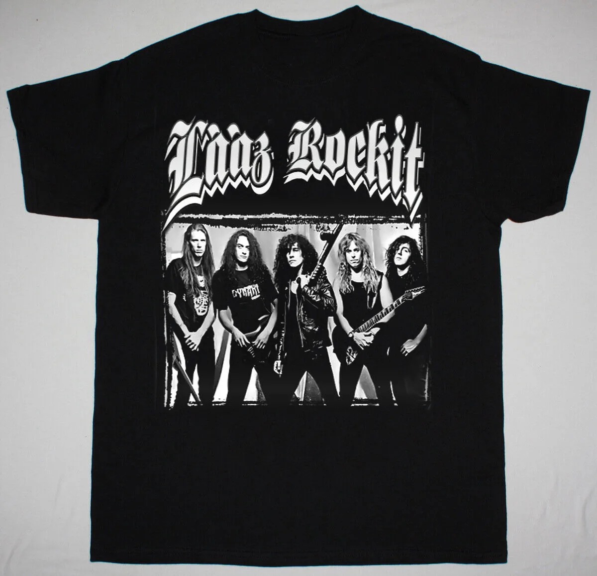 New Rare Laaz Rockit Band Membro Manica Corta Nero Taglia S-5Xl Camicia Ag1390 Maniche Lunghe