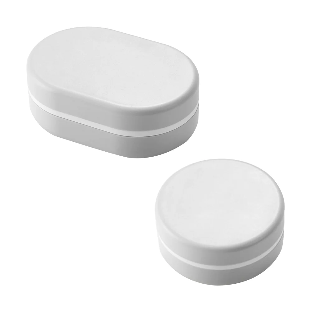 

2pcs Portable Waterproof Soap Boxes Simple Travel Seal Soap Cases with Lid for Home Travel (Oval, Circle Each One)