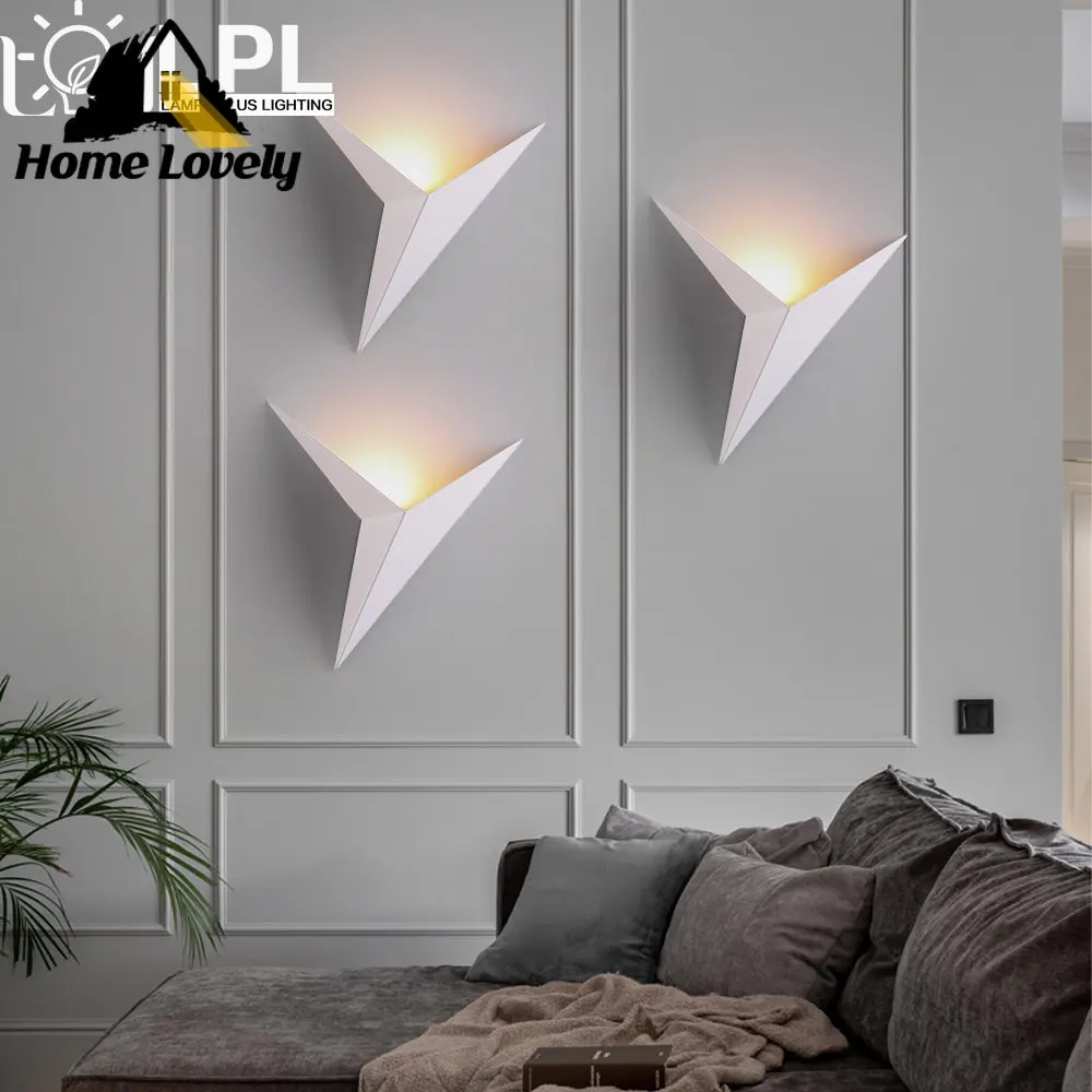 

3W AC85-265V Simple Lighting Modern Minimalist Triangle Shape LED Wall Lamps Nordic Style Indoor Wall Lamps Living Room Lights