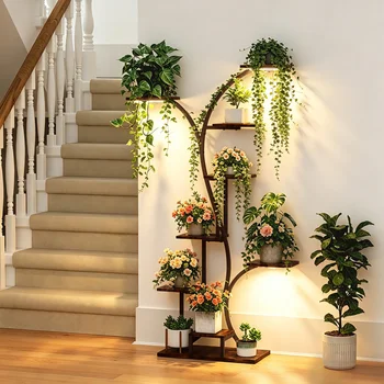 Tall Plant Stand with Lights 2
