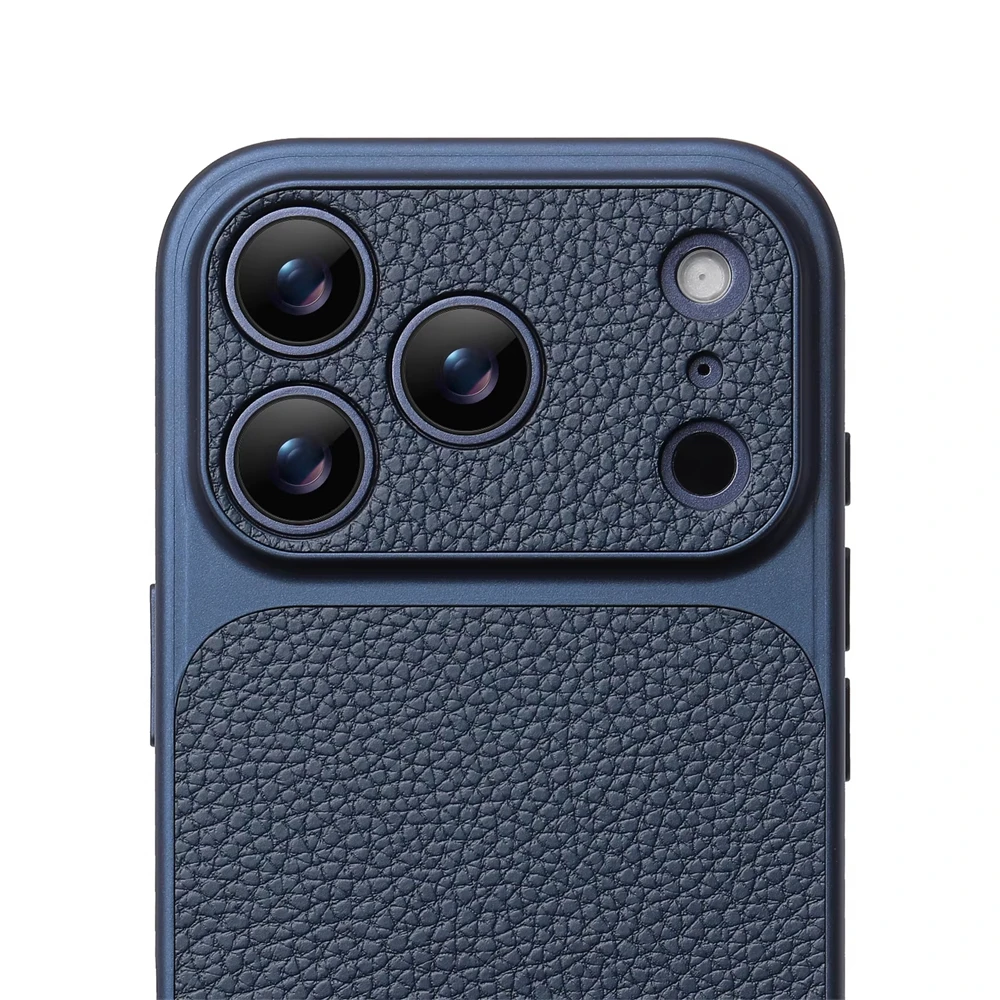 Luxury Lychee Leather Matte Phone Case with Shockproof Bumper Protection