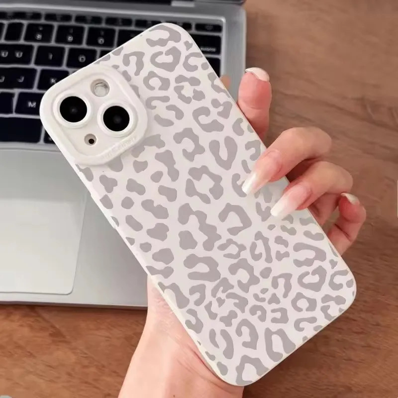 Stylish Gray Leopard Print Shockproof Phone Case
