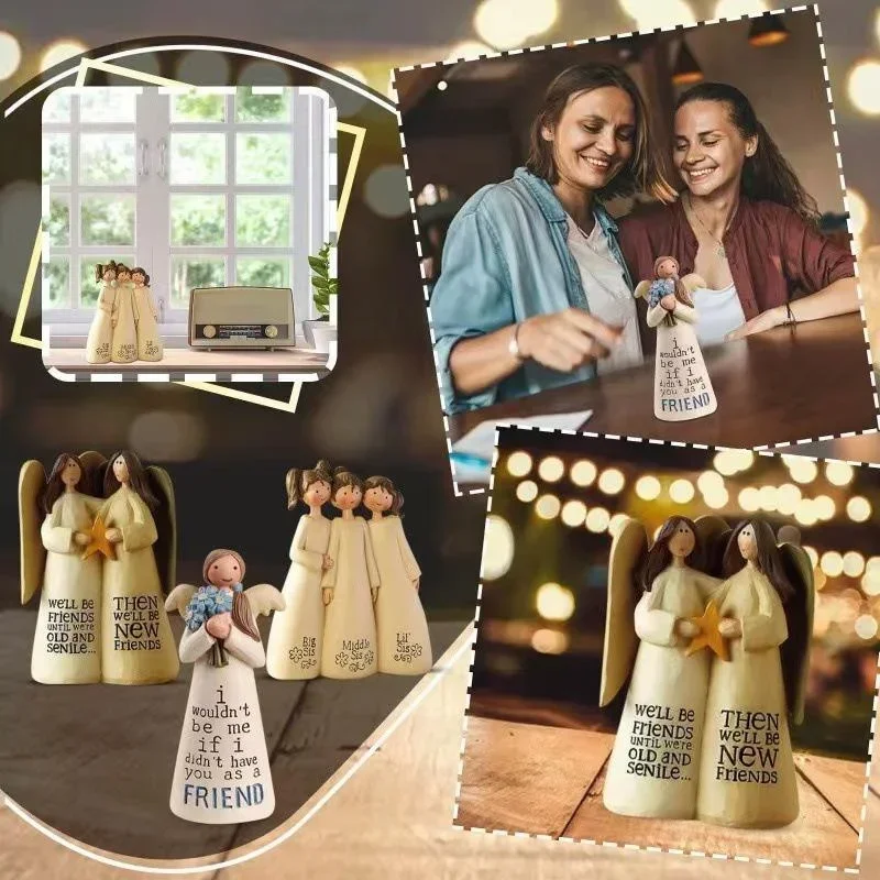 Celebrate Friendship Statue Room Home Decor Resin Angel Statue Sisters Friends Decoration Valentines Day Gift