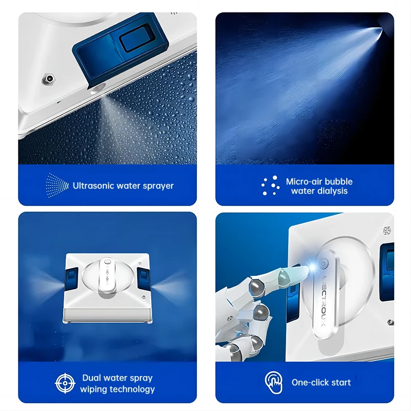 Smart window cleaning robot - anti-fall, water spray technology, easy cleaning of indoor and outdoor glass surfaces 5