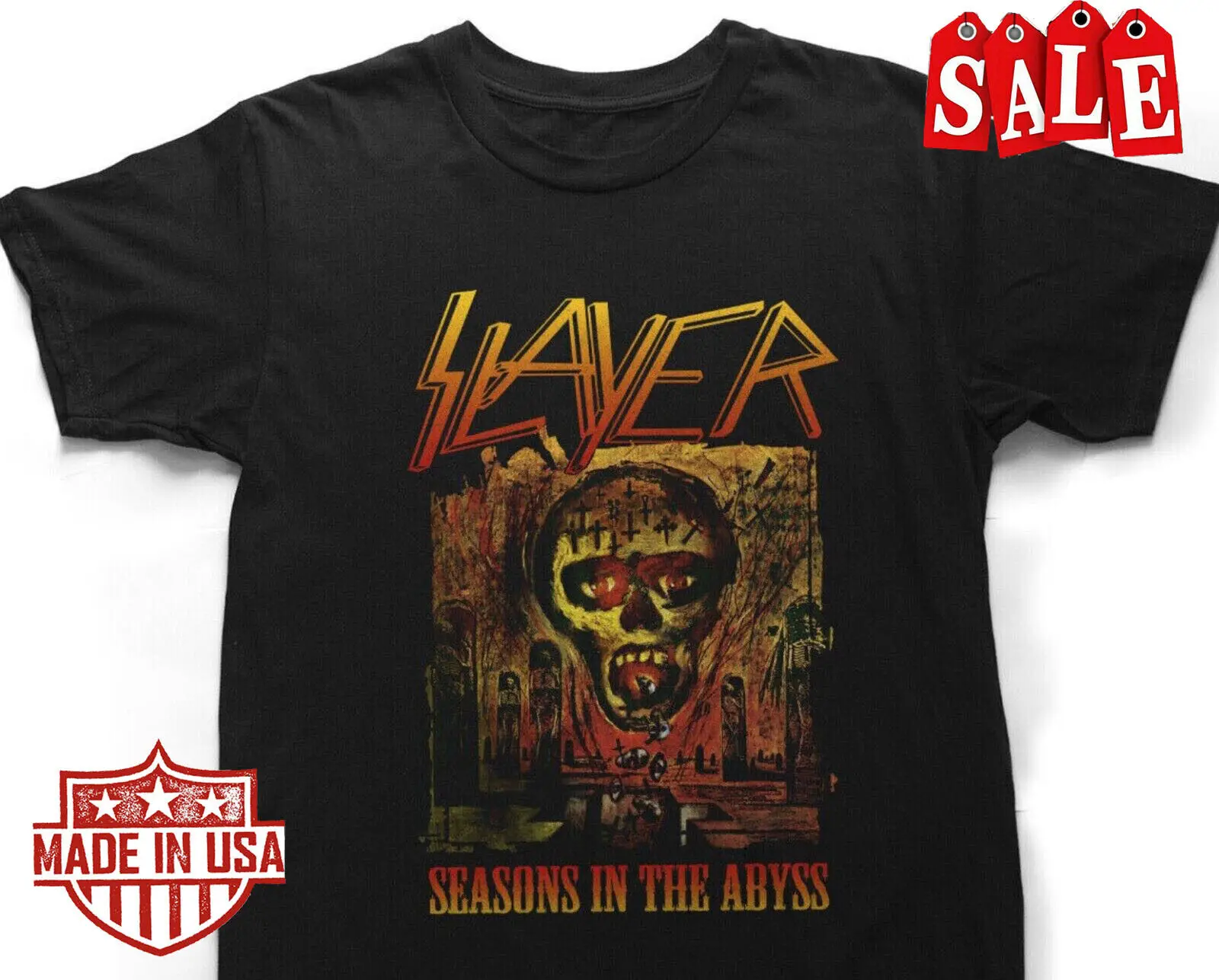 

Мужская футболка унисекс, черная футболка с надписью «Slayer», сезон 1990, модель AA9086
