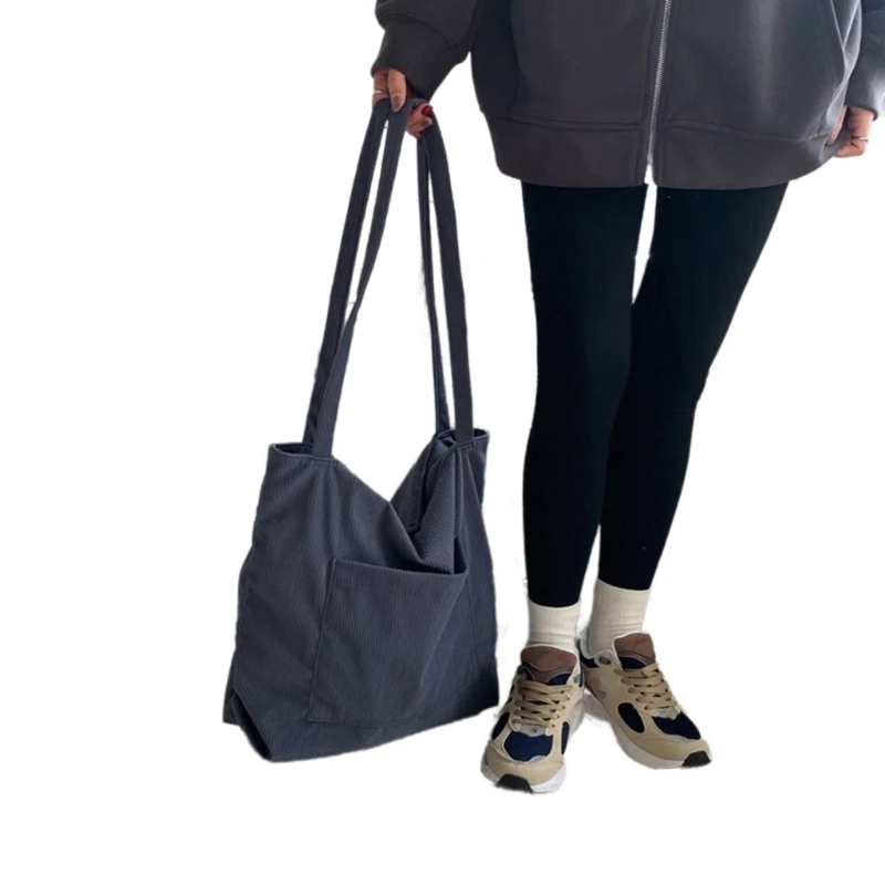 Stylish Corduroy Shoulder Bag with Ample Storage Space Handbag for Women Girls