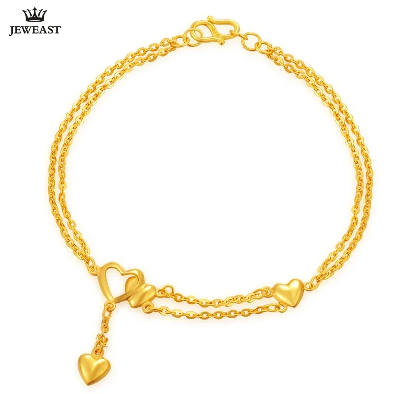 24K Pure Gold Bracelet Real 999 Solid Gold Bangle Simple Fashion Heart Upscale Beautiful Glossy  Jewelry Hot Sell New 2025