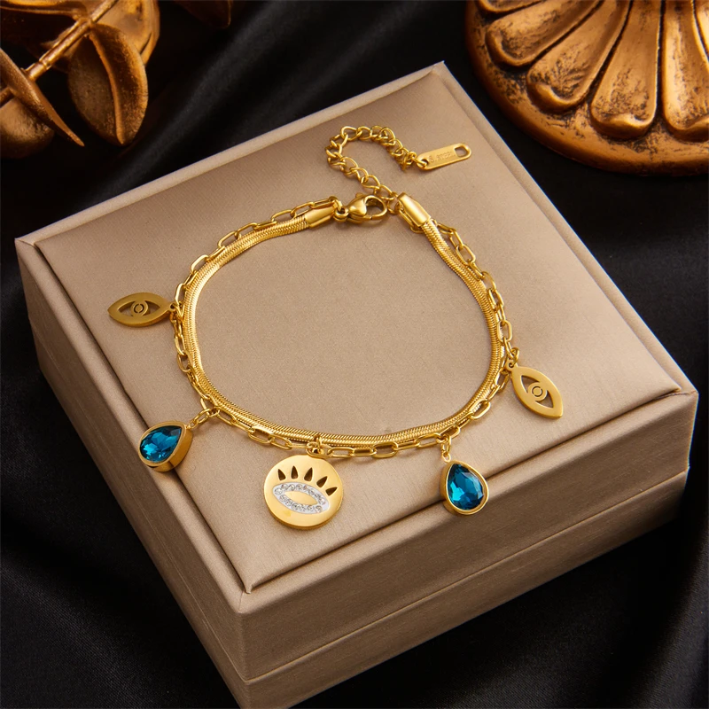 316L Stainless Steel Gold Color Charm Bangle Bracelet For Women Rustproof Wrist Jewelry Party Gifts Bijoux DIEYURO bracelet jewelry