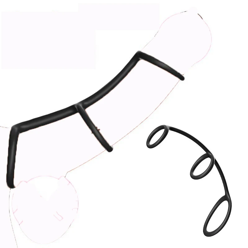 Soft Three-in-one Cock Ring Silicone Penis Ring Lock Ring Penis Delay Ejaculation SM Sex Toys For Men Gay Erection Enhance Ring