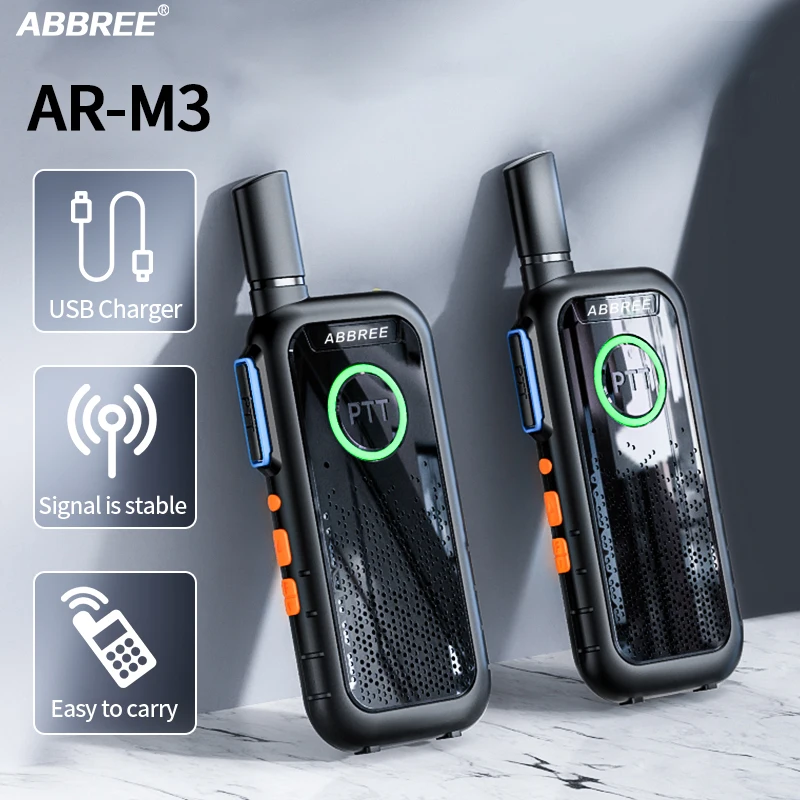 Mini Walkie Talkie ABBREE AR-M3 UHF Long Range Dual PPT USB Charging  Portable Communicator Two way Radio Baofeng Hotel Hunting Harper29