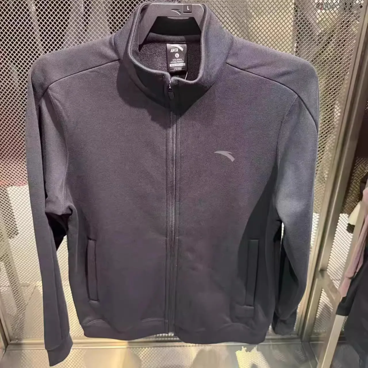 안타 남성용 플리스 안감 스포츠웨어 재킷 비즈니스 스타일 스탠드 칼라 오픈 가디건 겨울 신상품 52547728N 폴리에스터 면 혼방