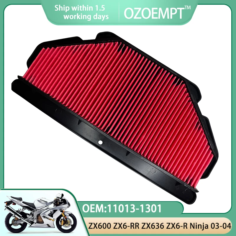 

OZOEMPT Motorcycle Air Filter Apply to ZX600 K1,M1 (ZX6-RR Ninja) 03-04 ZX636 B1-B2 (ZX6-R Ninja) 03-04 OEM:11013-1301