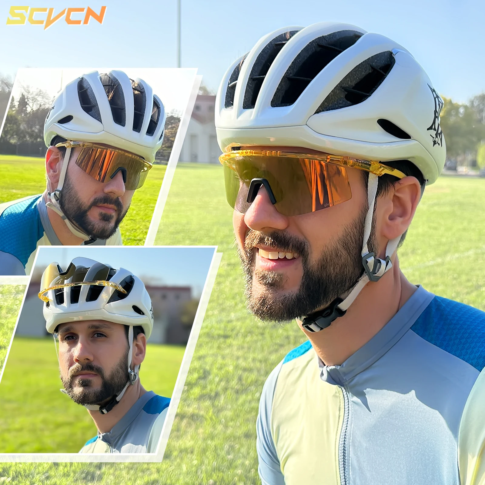 SCVCN Outdoor Photochromic Sunglasses Men Women Bicycl Cycling Glasses Sports MTB Driving Bike Eyewear Hiking UV400 Goggles New