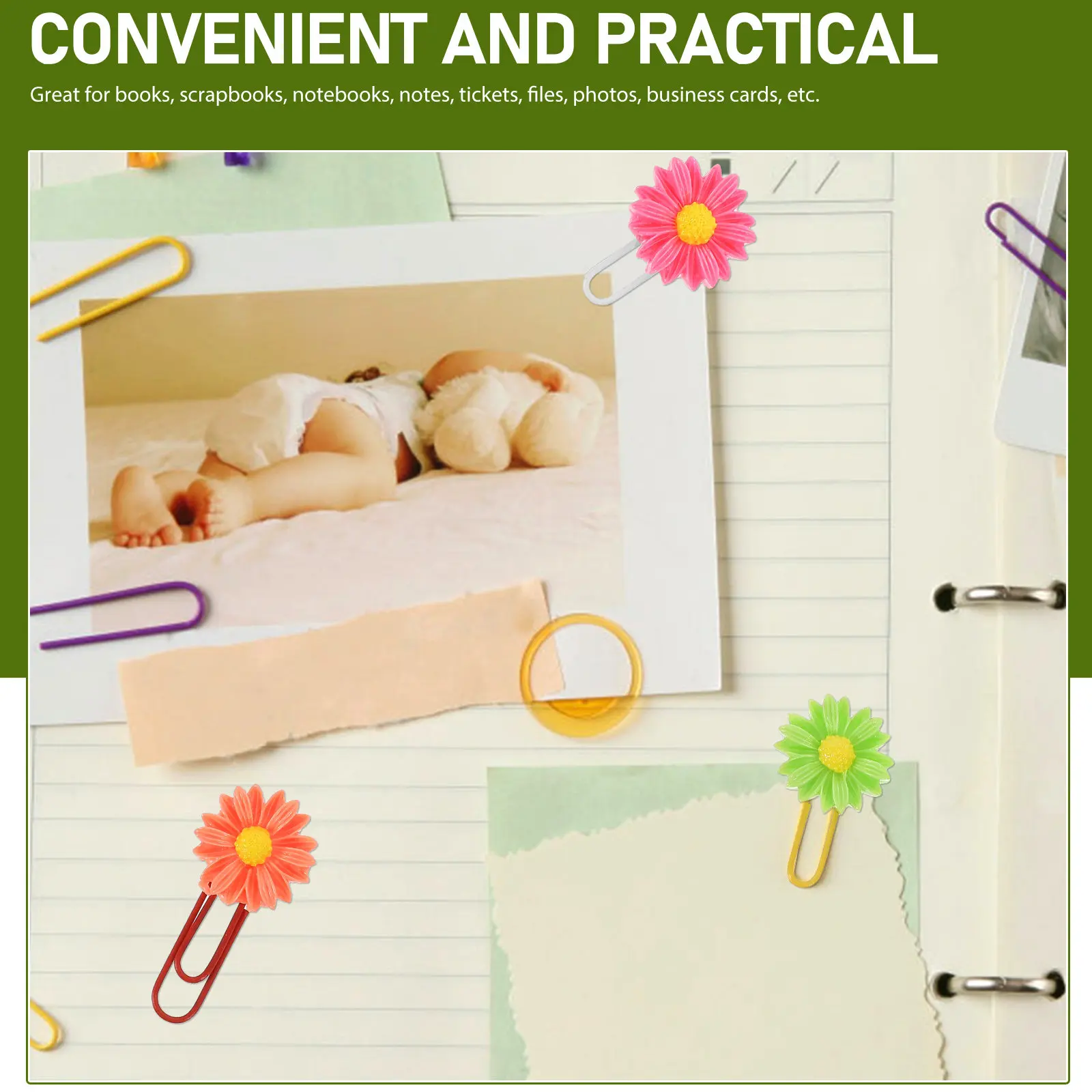 12Pcs 꽃 종이 클립 전기 도금 골드 마감 장식 꽃 종이 클립 책용 북마크 클립 노트 사진 사무실