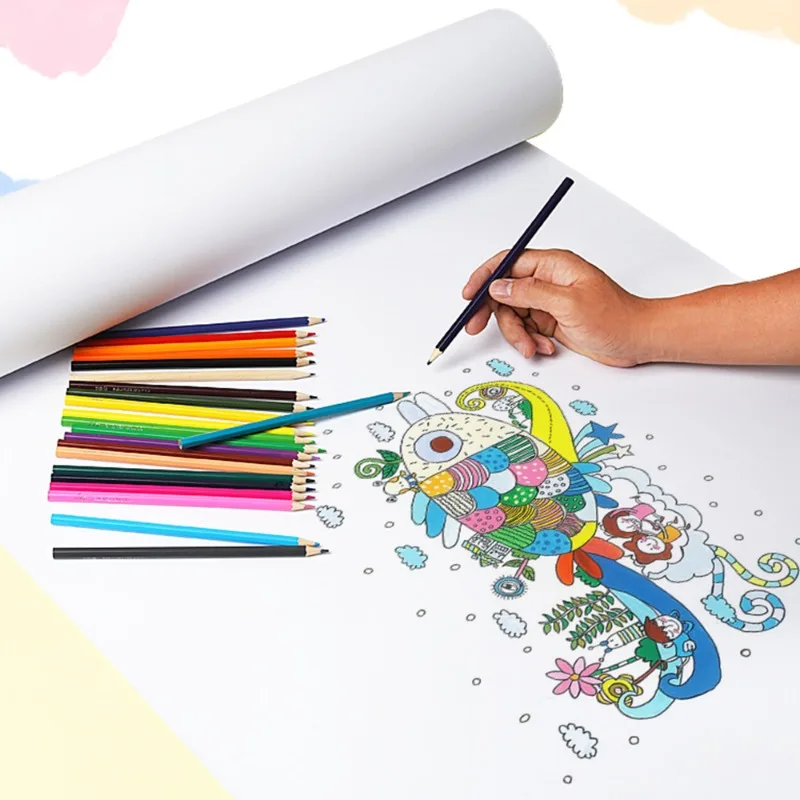 White Wrapping Paper Easel Painting Drawing Paper Roll Kids Art Supplies, Chart Poster Arts & Crafts Wrap Gift Wrapping Paper