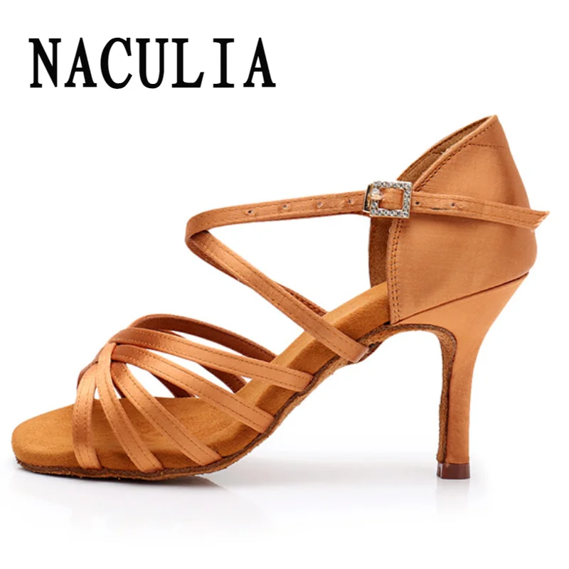 Latin Dance Shoes Women Ballroom Salsa Tango High Heel Adjustable Latin