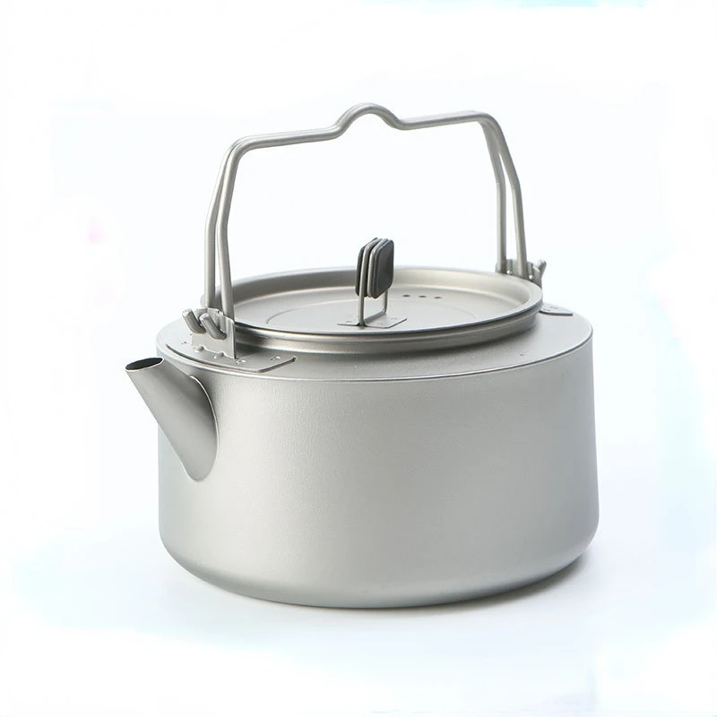 Outdoor Pure Titanium Kettle 1L Outdoor Camping Tea Kettle Portable