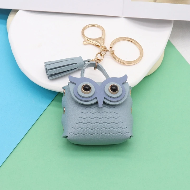 Porte-monnaie en forme hibou, porte-clés en cuir, pendentif, étui pour clés voiture avec pince à homard, accessoires pour