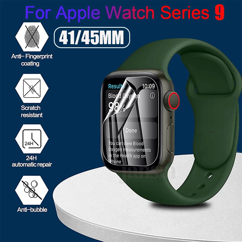 Film protecteur d'écran HD pour Apple Watch, housse de protection transparente pour Apple Watch Series 9, 8, 7, 45mm, 41mm, protection 1 Film protecteur d'écran HD pour Apple Watch, housse de protection transparente pour Apple Watch Series 9, 8, 7, 45mm, 41mm, protection 1