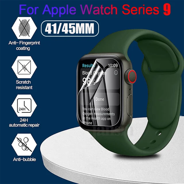 Film protecteur d'écran HD pour Apple Watch, housse de protection transparente pour Apple Watch Series 9, 8, 7, 45mm, 41mm, protection 1