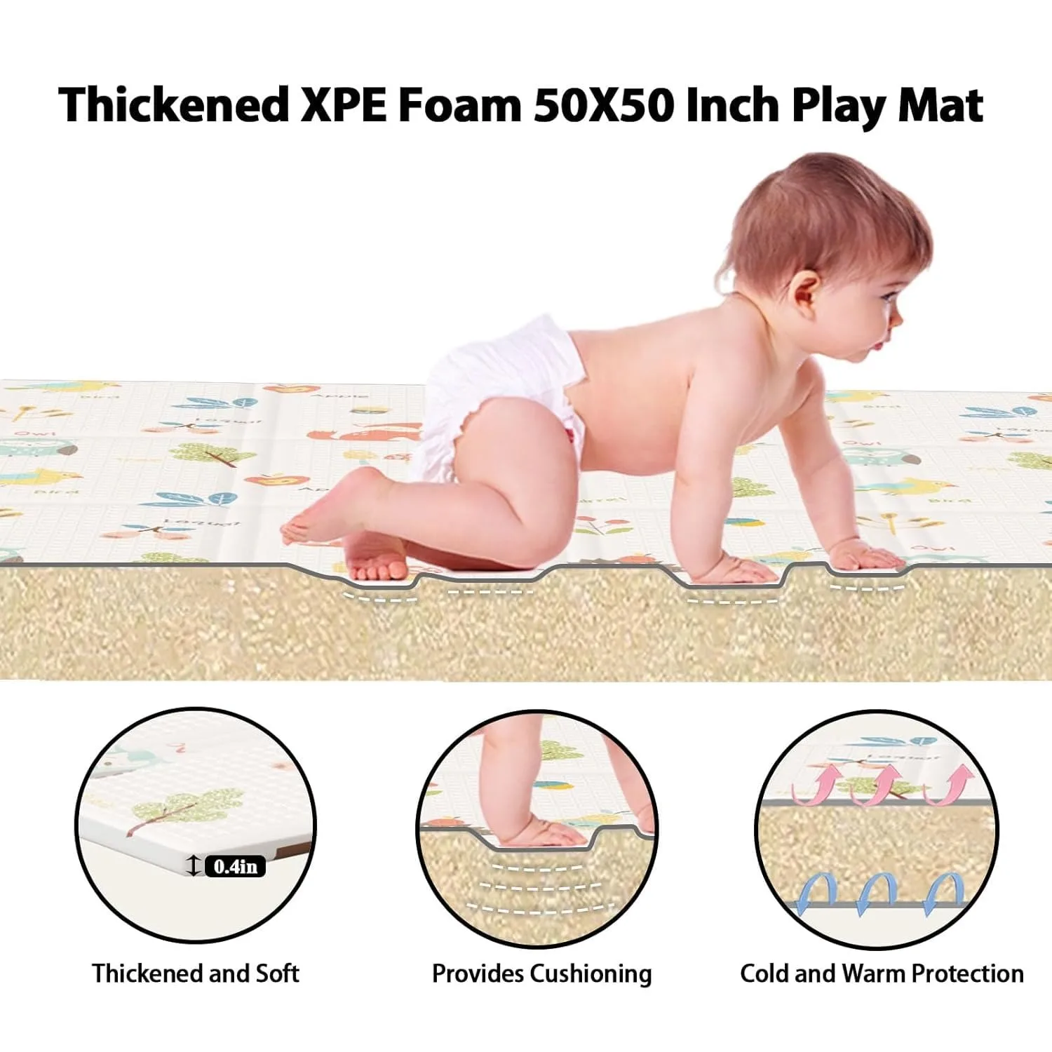 Foldable Baby Play Mat Children’s Double-sided Pattern Protection Non-slip Activity Carpet Children’s Educational Activity Mat Baby & Maternity